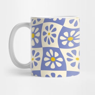 Periwinkle Wavy Floral Checkers Mug